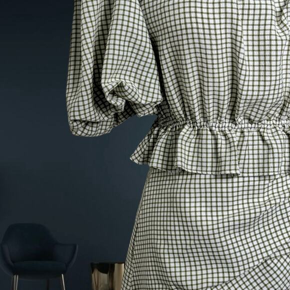 Women's J.ing Giselle Gingham Crop Top & Wrap Skort (Green S) - Picture 6 of 8